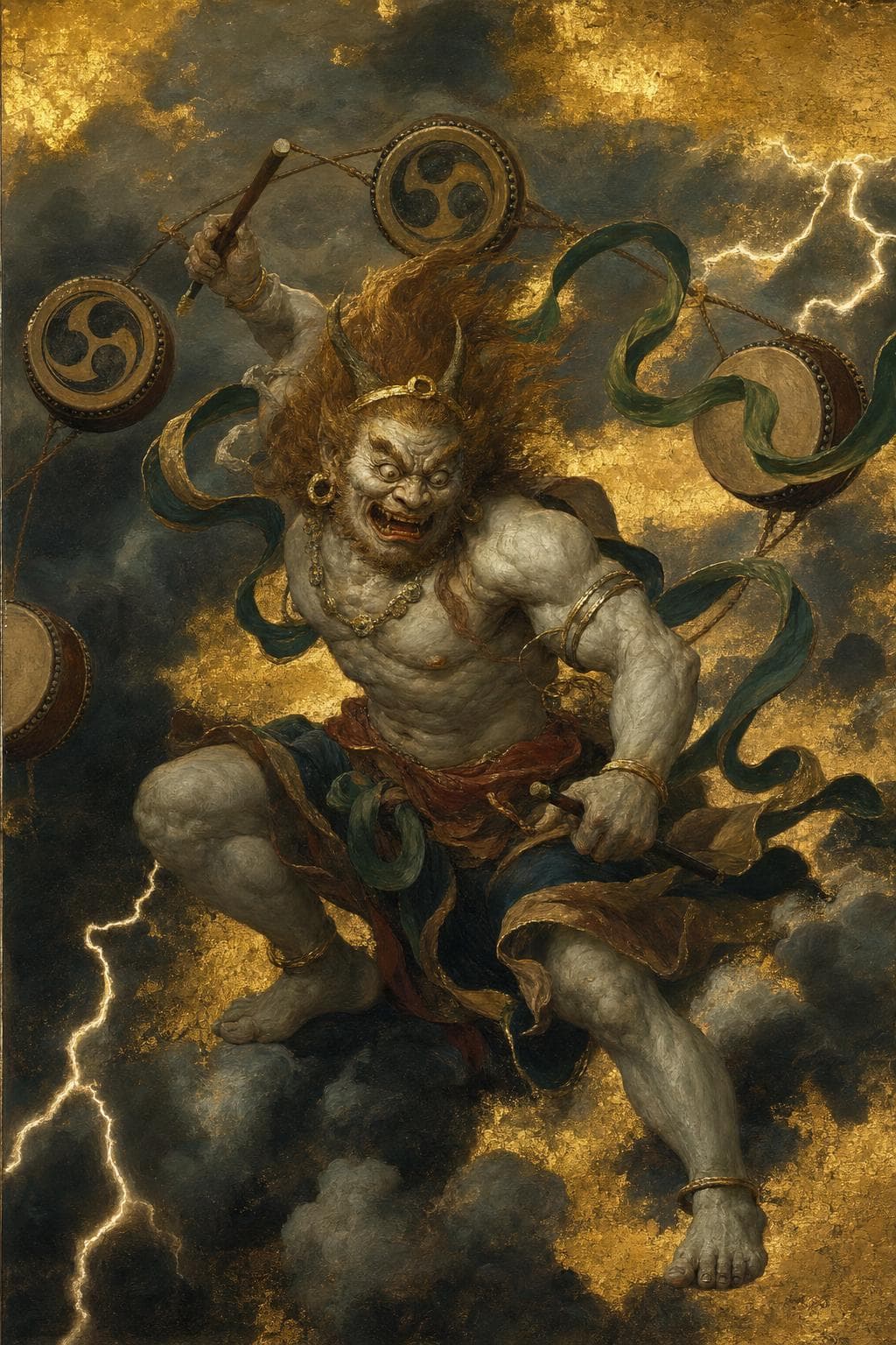 Mythological portrait — Raijin